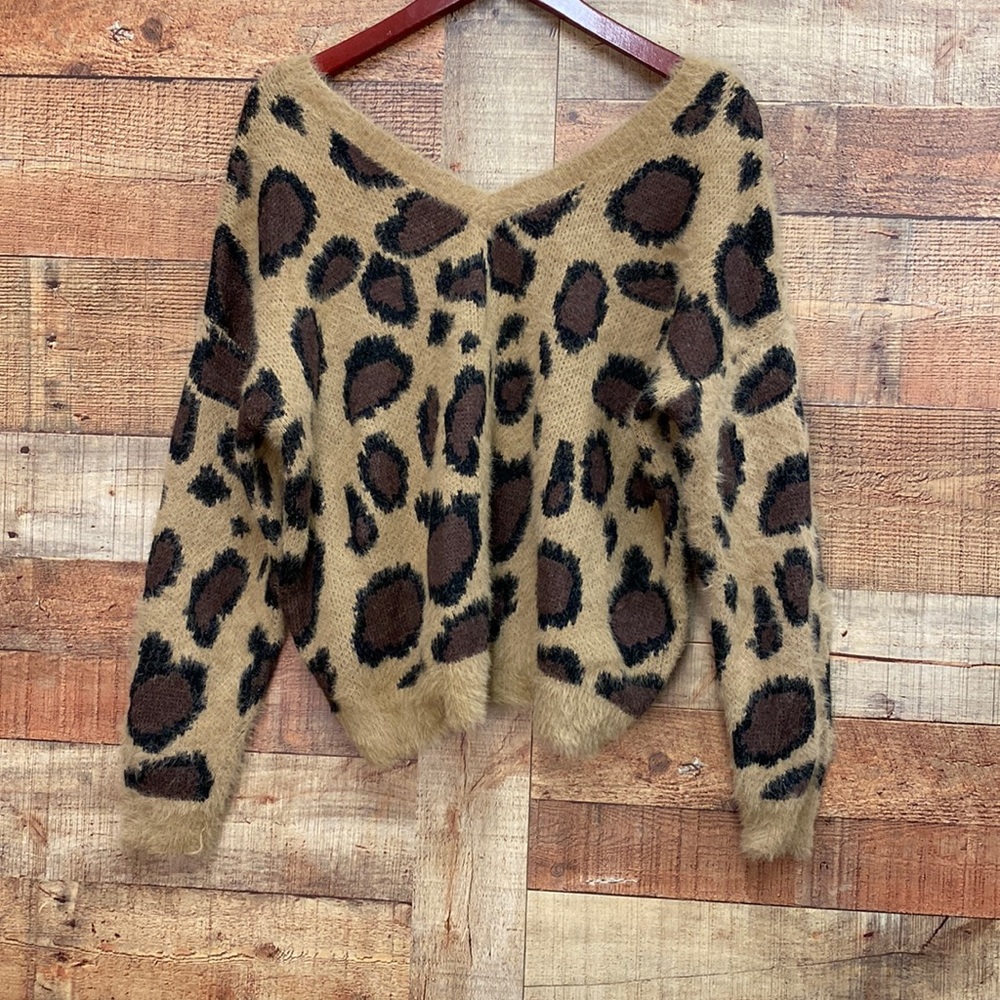 She and Sky Animal Print Fuzzy Sweater